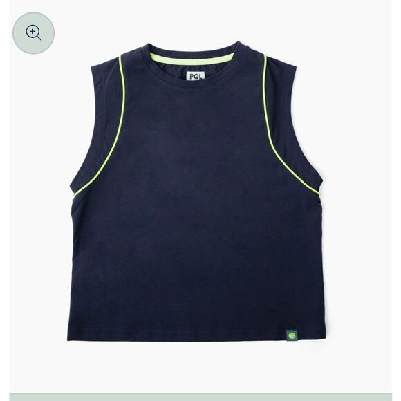 PQL Club Women's Shirt Number Five Tank Navy with Neon Trim Size Large - Picture 2 of 9